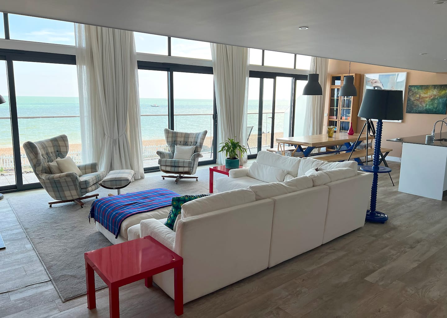 The living space, looking towards the balcony